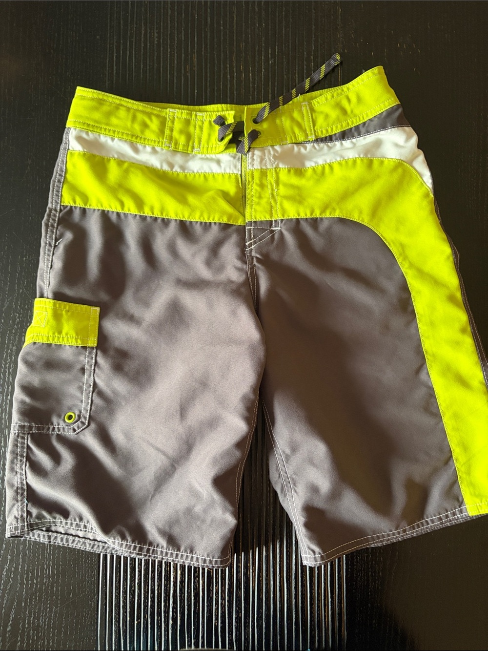 L.L. Bean Neon Yellow and Gray Men's Swim Shorts